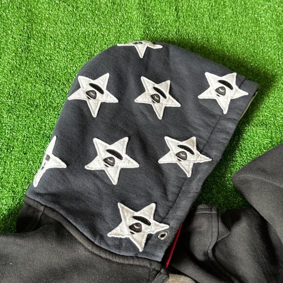 Aape by Bape Stripe and Stars Button Up Varsity Jacket Sweater Hoodie Size L - Picture 11 of 16